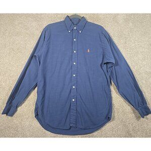 Ralph Lauren Button Down Long Sleeve Shirt Linen Blend Classic Fit Blue Men's M